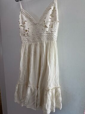 Shyanne Cream Textured Ruffled Sundress